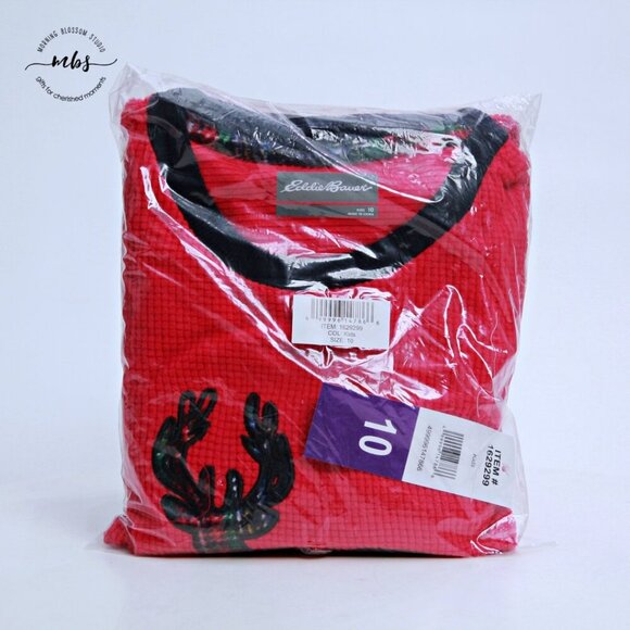 NWT Eddie Bauer Christmas Holiday Moose Flannel Pajama Set Red Kids 10 - Picture 5 of 8